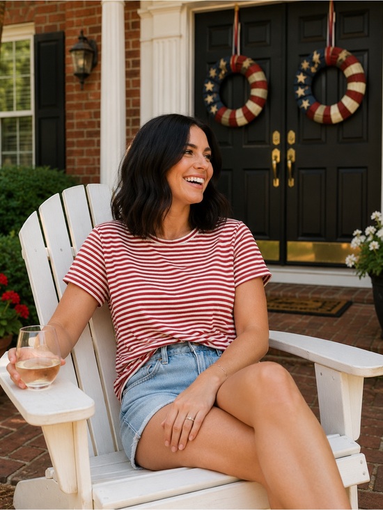 Madewell Tops - Madewell Red White Striped Crop Top Size Small Cottagecore Coastal Preppy